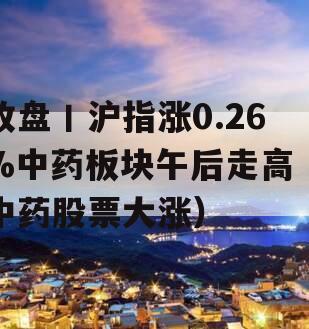 收盘丨沪指涨0.26%中药板块午后走高（中药股票大涨）