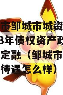 济宁市邹城市城资控股2023年债权资产政信债定融（邹城市城资控股待遇怎么样）