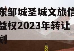 山东邹城圣城文旅信托收益权2023年转让计划
