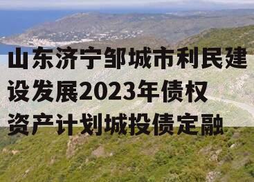 山东济宁邹城市利民建设发展2023年债权资产计划城投债定融