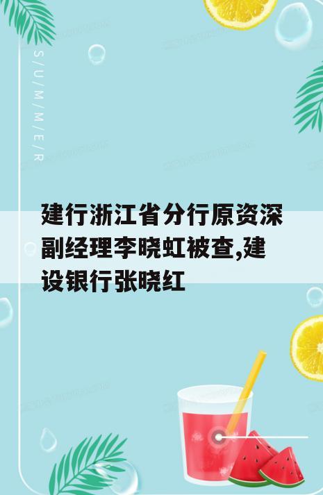 建行浙江省分行原资深副经理李晓虹被查,建设银行张晓红