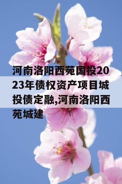 河南洛阳西苑国投2023年债权资产项目城投债定融,河南洛阳西苑城建