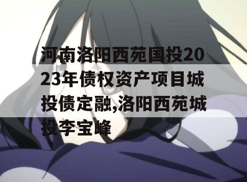 河南洛阳西苑国投2023年债权资产项目城投债定融,洛阳西苑城投李宝峰