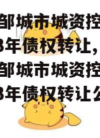 山东邹城市城资控政信2023年债权转让,山东邹城市城资控政信2023年债权转让公告
