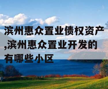 滨州惠众置业债权资产,滨州惠众置业开发的有哪些小区
