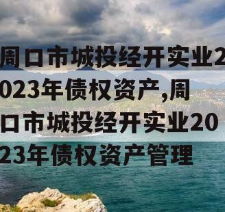 周口市城投经开实业2023年债权资产,周口市城投经开实业2023年债权资产管理