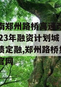 河南郑州路桥高速改建2023年融资计划城投债定融,郑州路桥集团官网
