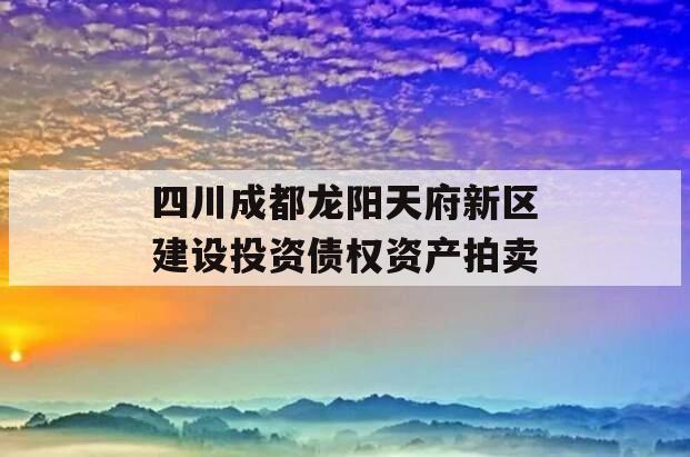 四川成都龙阳天府新区建设投资债权资产拍卖