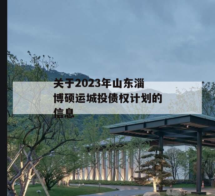 关于2023年山东淄博硕运城投债权计划的信息