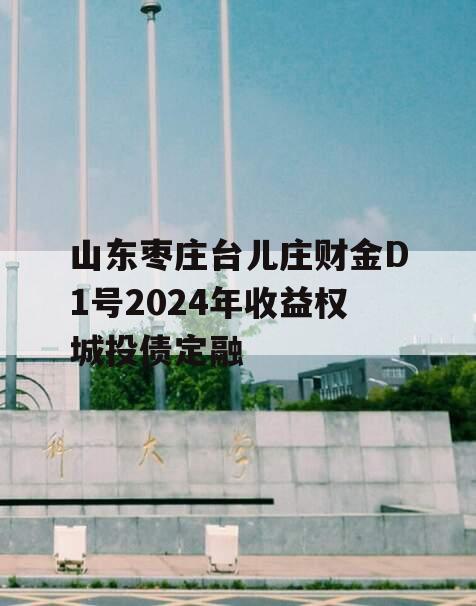 山东枣庄台儿庄财金D1号2024年收益权城投债定融