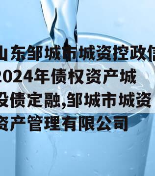 山东邹城市城资控政信2024年债权资产城投债定融,邹城市城资资产管理有限公司