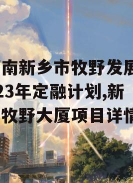 河南新乡市牧野发展2023年定融计划,新乡牧野大厦项目详情
