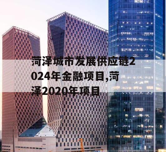 菏泽城市发展供应链2024年金融项目,菏泽2020年项目