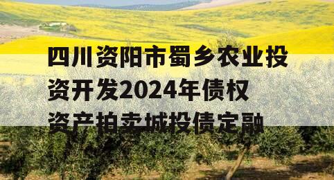 四川资阳市蜀乡农业投资开发2024年债权资产拍卖城投债定融