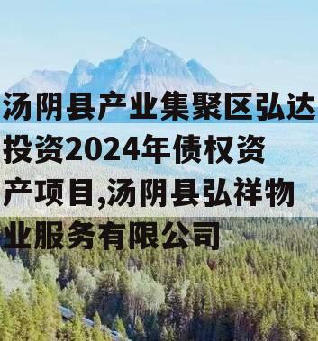 汤阴县产业集聚区弘达投资2024年债权资产项目,汤阴县弘祥物业服务有限公司