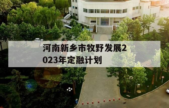 河南新乡市牧野发展2023年定融计划