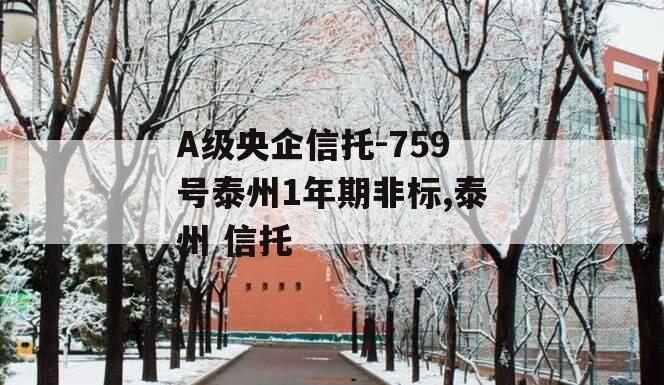 A级央企信托-759号泰州1年期非标,泰州 信托