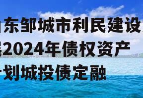 山东邹城市利民建设发展2024年债权资产计划城投债定融