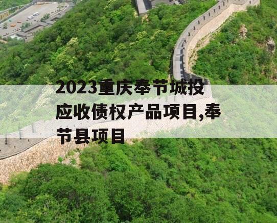 2023重庆奉节城投应收债权产品项目,奉节县项目