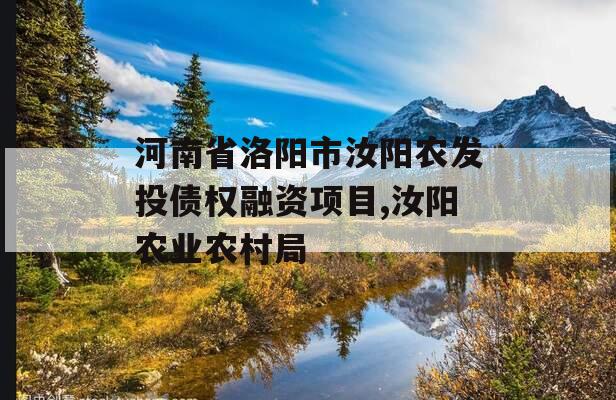 河南省洛阳市汝阳农发投债权融资项目,汝阳农业农村局