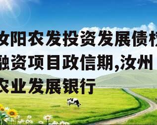 汝阳农发投资发展债权融资项目政信期,汝州农业发展银行