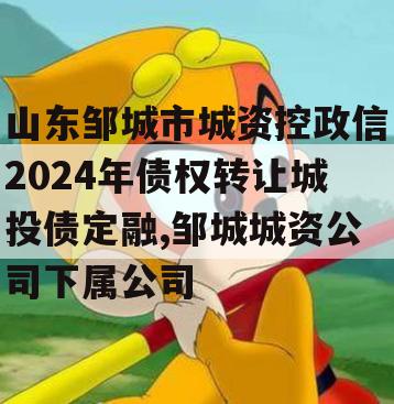 山东邹城市城资控政信2024年债权转让城投债定融,邹城城资公司下属公司