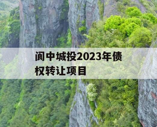 阆中城投2023年债权转让项目 阆中城投2023年债权转让项目