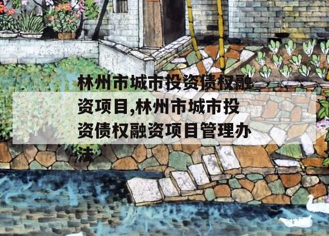 林州市城市投资债权融资项目,林州市城市投资债权融资项目管理办法