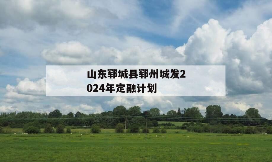 山东郓城县郓州城发2024年定融计划