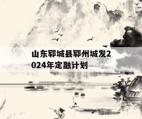 山东郓城县郓州城发2024年定融计划