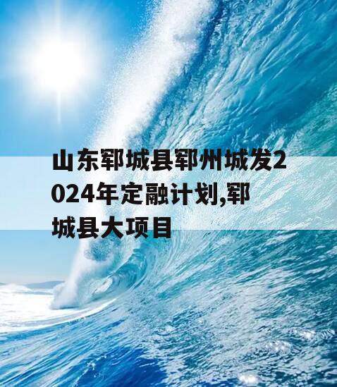 山东郓城县郓州城发2024年定融计划,郓城县大项目