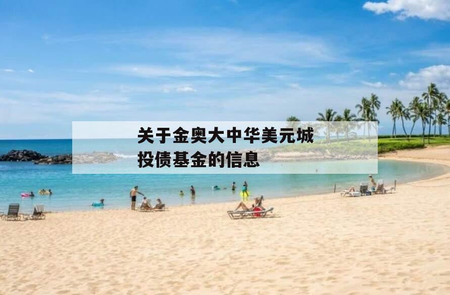 关于金奥大中华美元城投债基金的信息