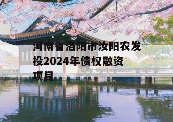 河南省洛阳市汝阳农发投2024年债权融资项目