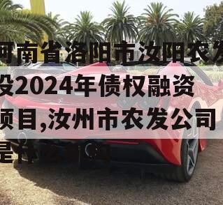 河南省洛阳市汝阳农发投2024年债权融资项目,汝州市农发公司是什么机构