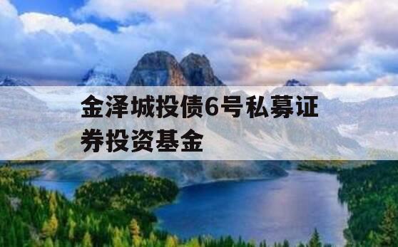 金泽城投债6号私募证券投资基金 金泽城投债6号私募证券投资基金