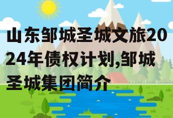山东邹城圣城文旅2024年债权计划,邹城圣城集团简介