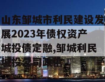 山东邹城市利民建设发展2023年债权资产城投债定融,邹城利民城投公司政信