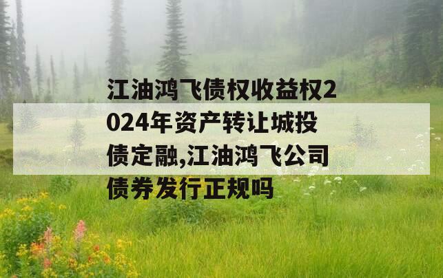 江油鸿飞债权收益权2024年资产转让城投债定融,江油鸿飞公司债券发行正规吗