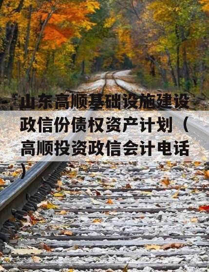山东高顺基础设施建设政信份债权资产计划（高顺投资政信会计电话）