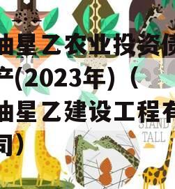 江油星乙农业投资债权资产(2023年)（江油星乙建设工程有限公司）