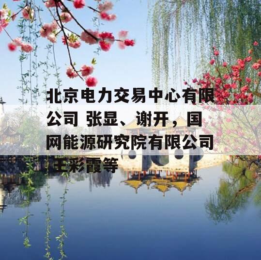 北京电力交易中心有限公司 张显、谢开，国网能源研究院有限公司 王彩霞等