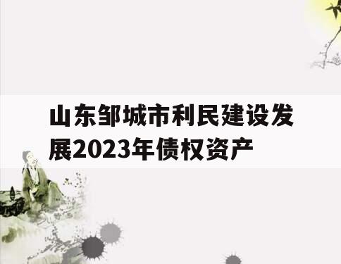 山东邹城市利民建设发展2023年债权资产