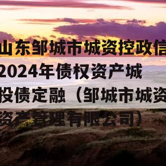 山东邹城市城资控政信2024年债权资产城投债定融（邹城市城资资产管理有限公司）