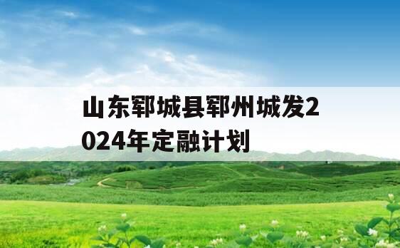 山东郓城县郓州城发2024年定融计划