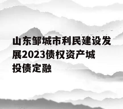 山东邹城市利民建设发展2023债权资产城投债定融 山东邹城市利民建设发展2023债权资产城投债定融