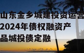 山东金乡城建投资运营2024年债权融资产品城投债定融