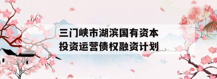 三门峡市湖滨国有资本投资运营债权融资计划