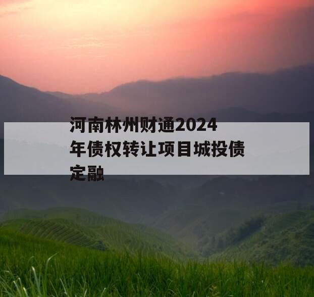 河南林州财通2024年债权转让项目城投债定融