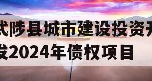 武陟县城市建设投资开发2024年债权项目