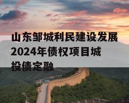山东邹城利民建设发展2024年债权项目城投债定融
